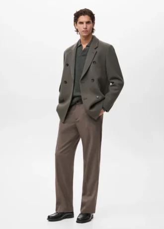 Manteau croisé en laine mélangée