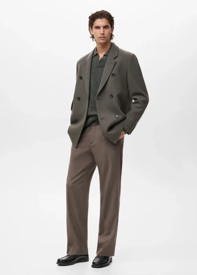 Manteau croisé en laine mélangée Manteau croisé en laine mélangée