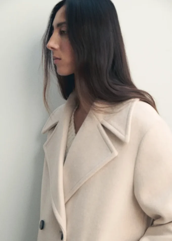 Manteau croisé en laine mélangée Manteau croisé en laine mélangée