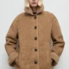 Manteau effet cuir en fausse peau lainée