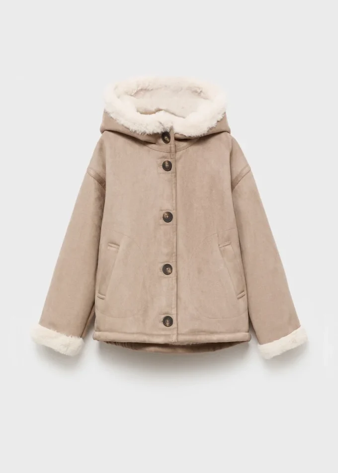 Manteau effet fourrure et daim