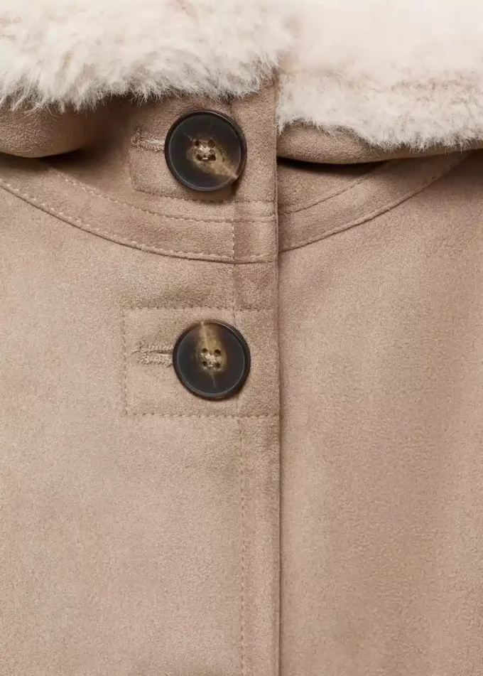 Manteau effet fourrure et daim