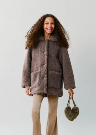 Manteau effet peau lainée