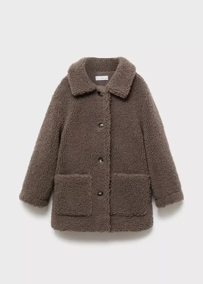 Manteau effet peau lainée