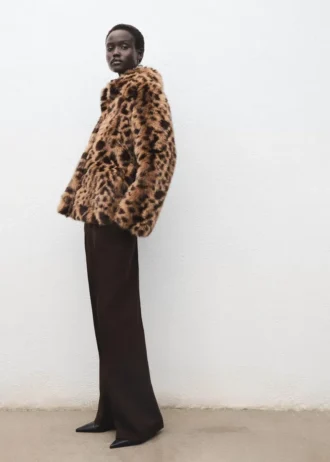 Manteau en fausse fourrure imprimé léopard