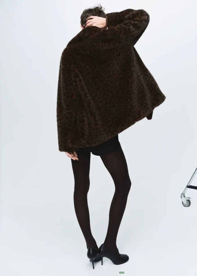 Manteau en fausse fourrure léopard