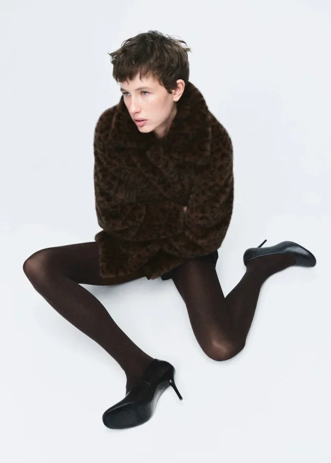 Manteau en fausse fourrure léopard