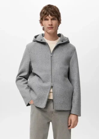Manteau en laine avec capuche