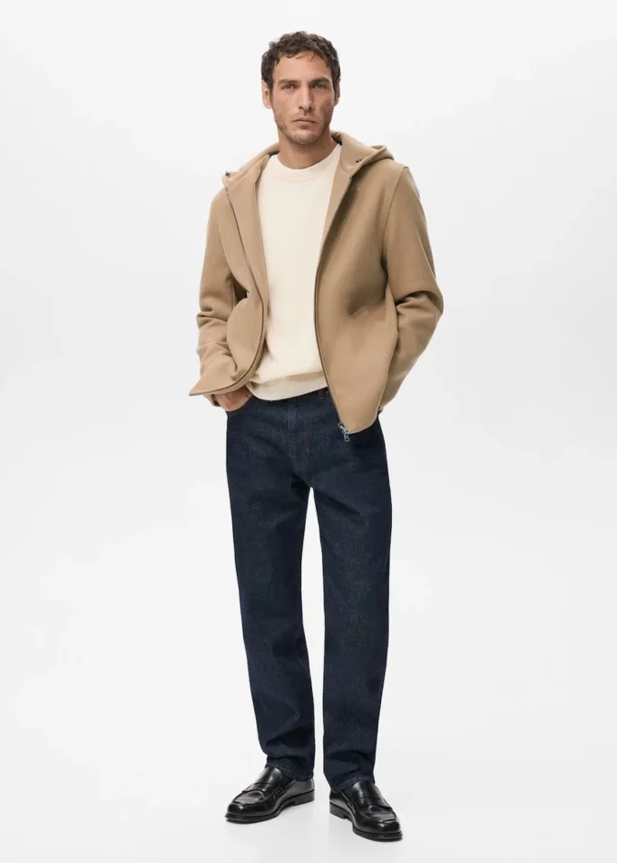 Manteau en laine avec capuche