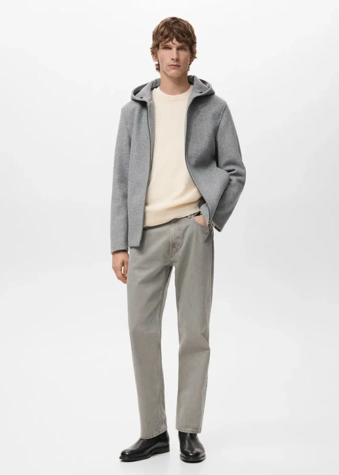 Manteau en laine avec capuche