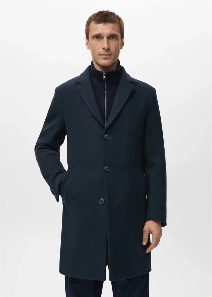 Manteau en laine avec col intérieur amovible