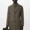 Manteau en laine avec col intérieur amovible
