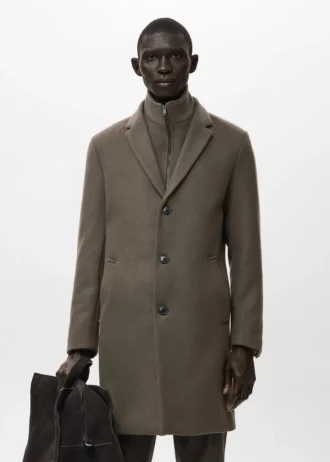Manteau en laine avec col intérieur amovible
