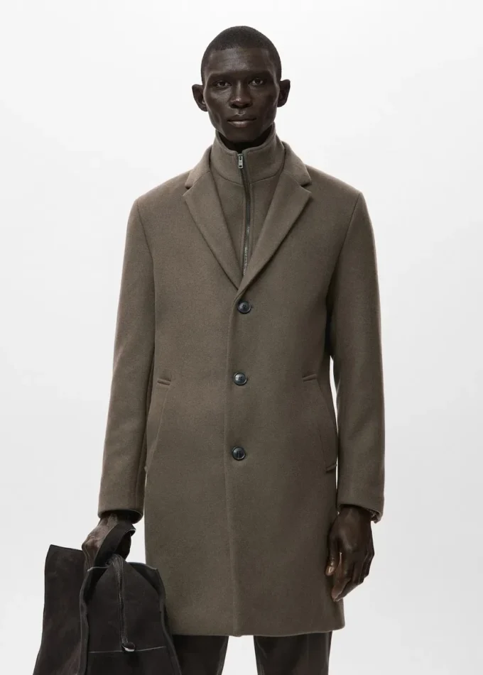 Manteau en laine avec col intérieur amovible