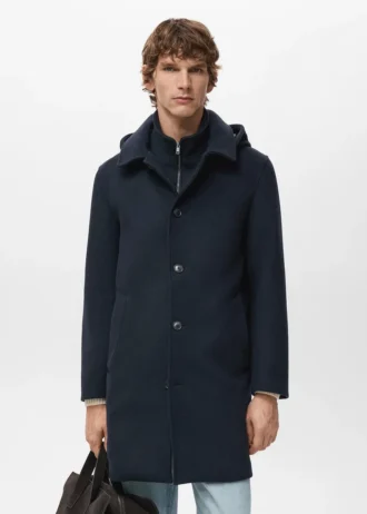 Manteau en laine avec col intérieur amovible