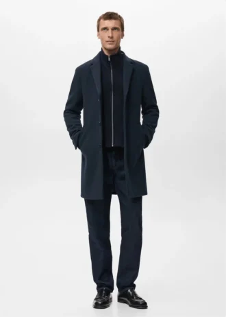 Manteau en laine avec col intérieur amovible