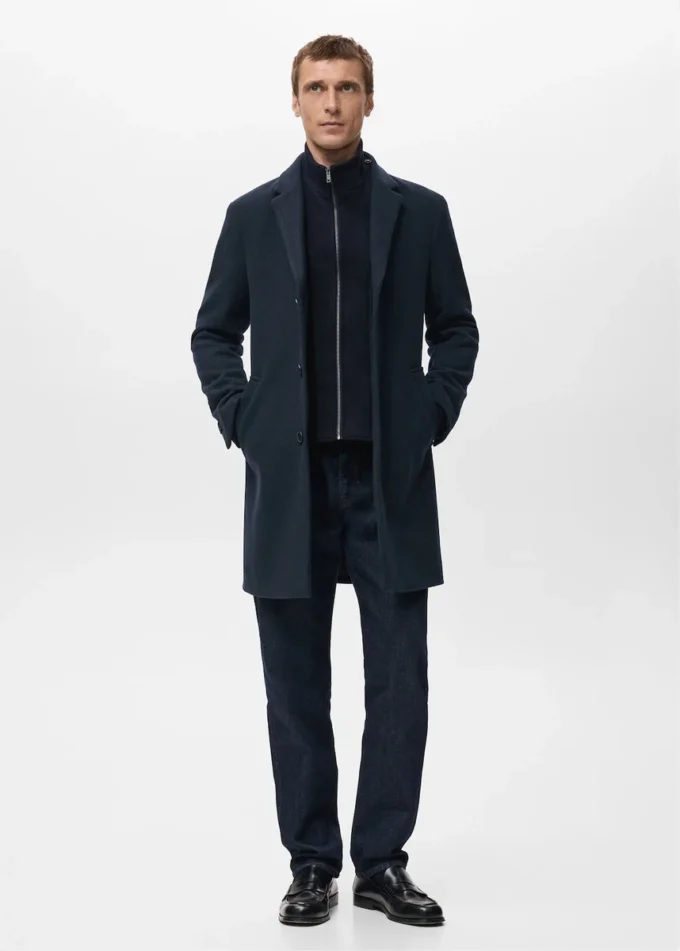 Manteau en laine avec col intérieur amovible