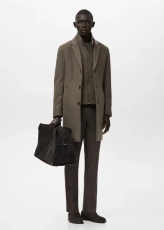 Manteau en laine avec col intérieur amovible