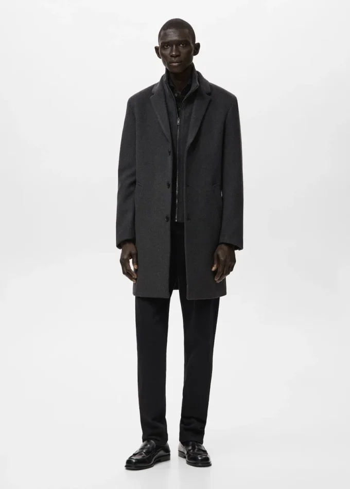 Manteau en laine avec col intérieur amovible Manteau en laine avec col intérieur amovible