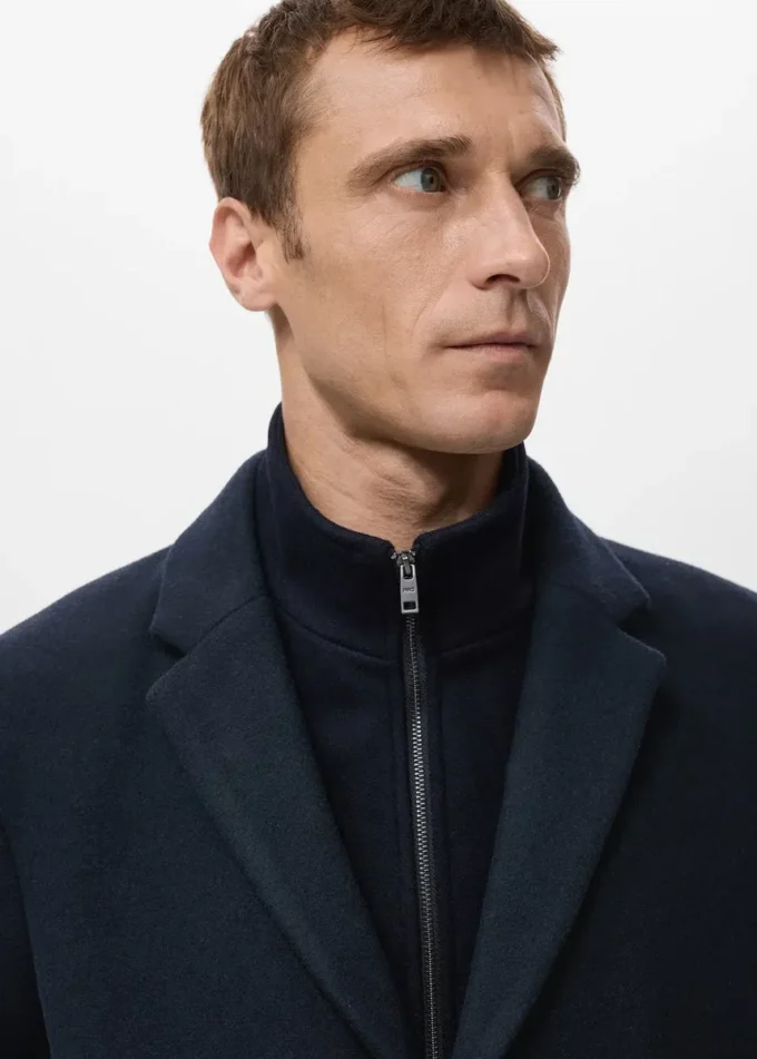 Manteau en laine avec col intérieur amovible