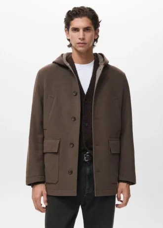 Manteau en laine à capuche