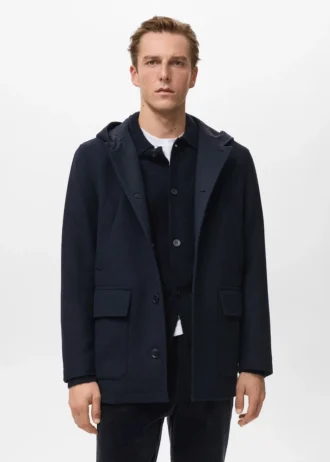 Manteau en laine à capuche