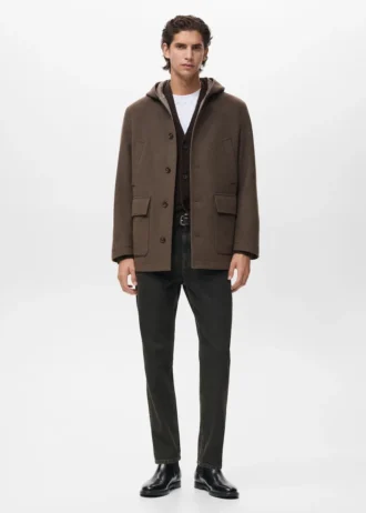 Manteau en laine à capuche