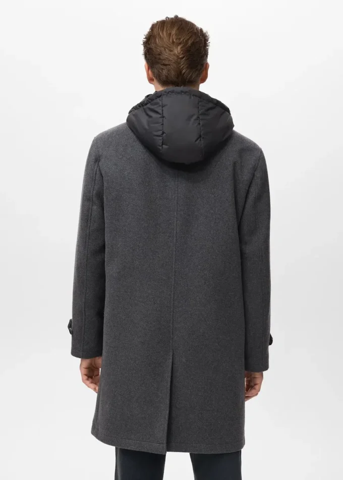Manteau en laine à capuche amovible Manteau en laine à capuche amovible