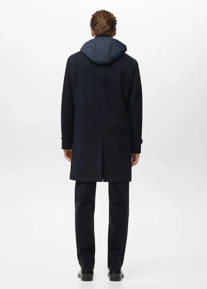 Manteau en laine à capuche amovible Manteau en laine à capuche amovible