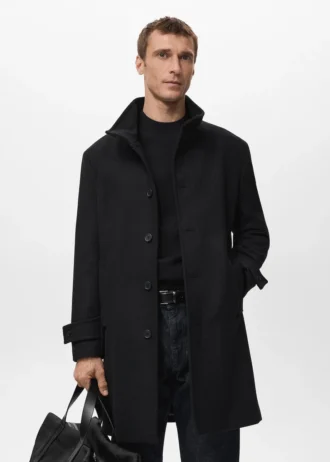 Manteau en laine à col cheminée