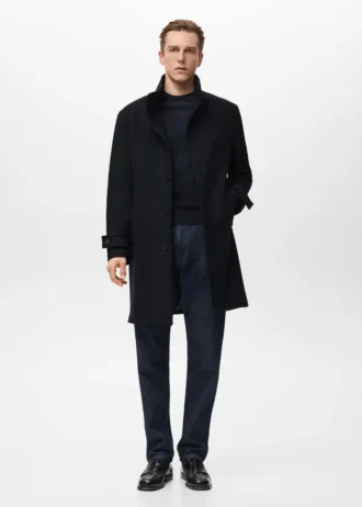 Manteau en laine à col cheminée