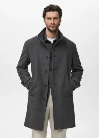 Manteau en laine à col cheminée Manteau en laine à col cheminée