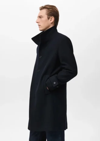 Manteau en laine à col cheminée