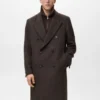 Manteau en laine croisé à coupe décontractée Manteau en laine croisé à coupe décontractée