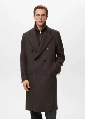 Manteau en laine croisé à coupe décontractée