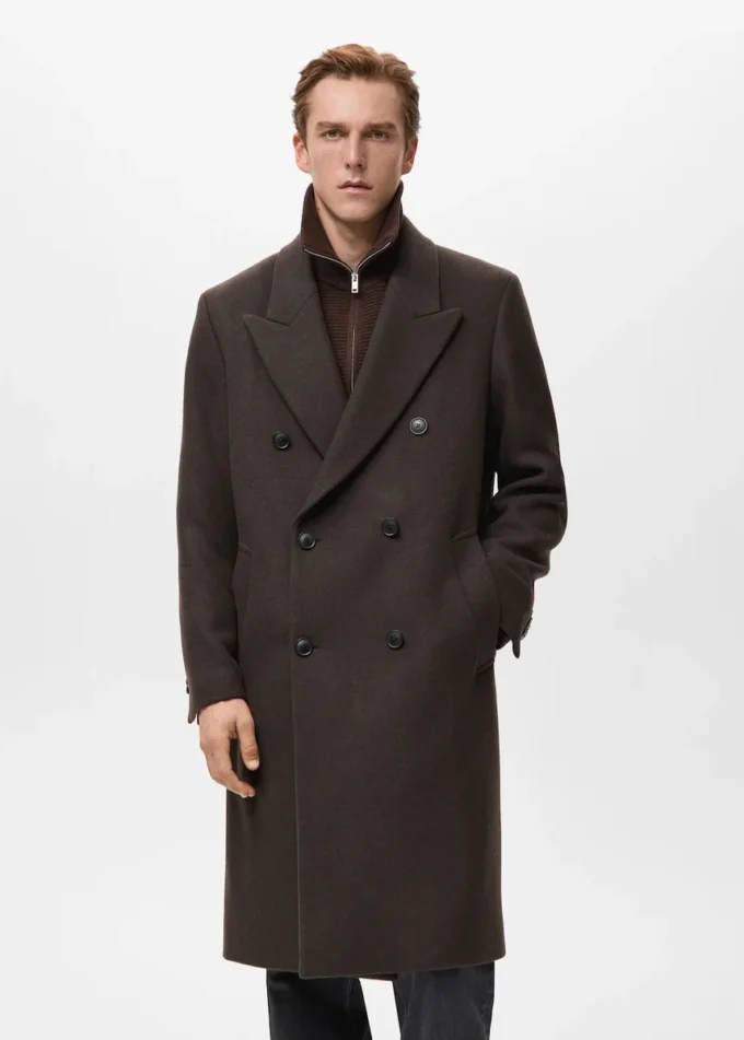 Manteau en laine croisé à coupe décontractée Manteau en laine croisé à coupe décontractée