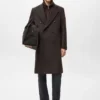 Manteau en laine croisé à coupe décontractée Manteau en laine croisé à coupe décontractée