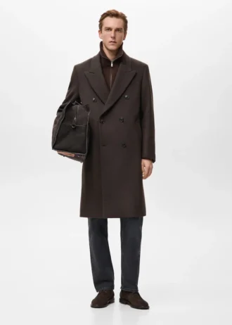 Manteau en laine croisé à coupe décontractée