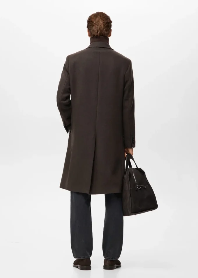 Manteau en laine croisé à coupe décontractée Manteau en laine croisé à coupe décontractée