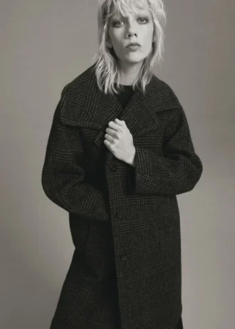 Manteau en laine mélangée à carreaux