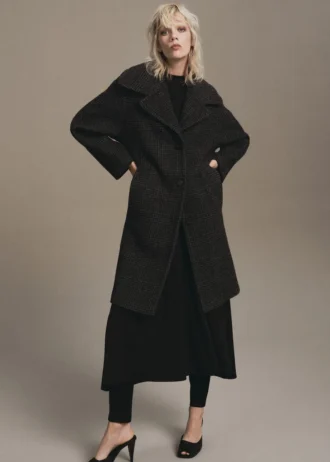 Manteau en laine mélangée à carreaux