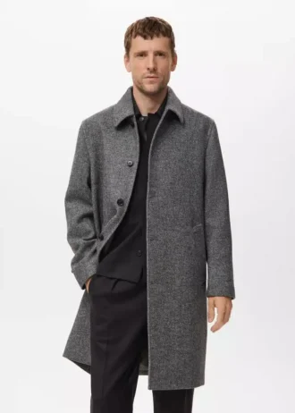 Manteau en laine mélangée à chevrons