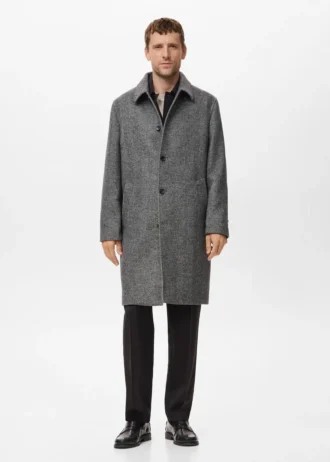 Manteau en laine mélangée à chevrons