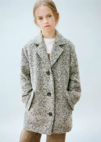 Manteau en laine mélangée mouchetée
