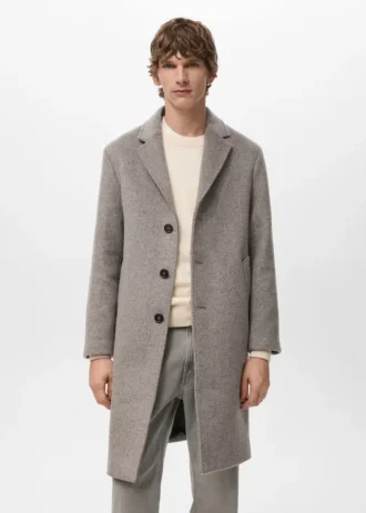 Manteau en laine à structure à chevrons