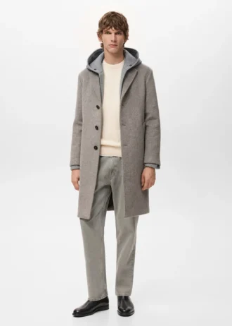 Manteau en laine à structure à chevrons