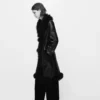 Manteau en simili cuir avec bordure en fourrure Manteau en simili cuir avec bordure en fourrure