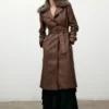 Manteau en simili cuir avec col en fourrure Manteau en simili cuir avec col en fourrure