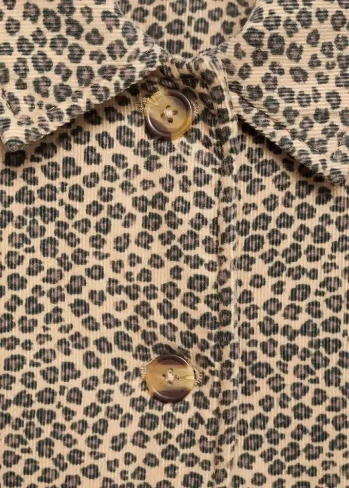 Manteau en velours côtelé imprimé léopard