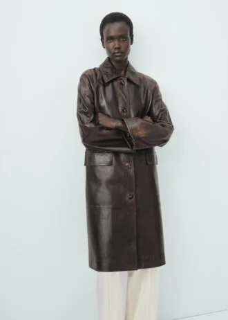 Manteau long 100 % cuir